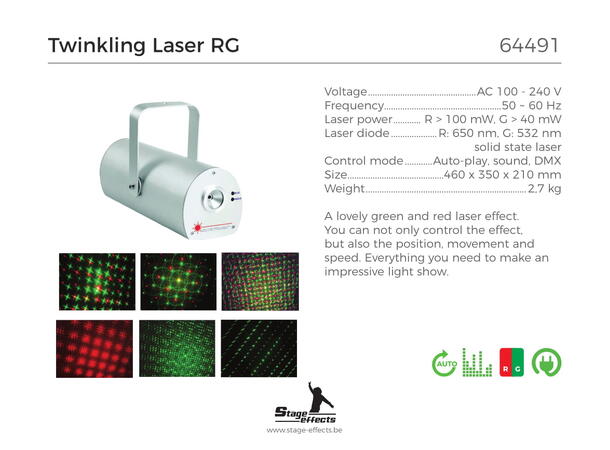 Twinkling laser RG Mål: 46x35x21cm - 2,7kg