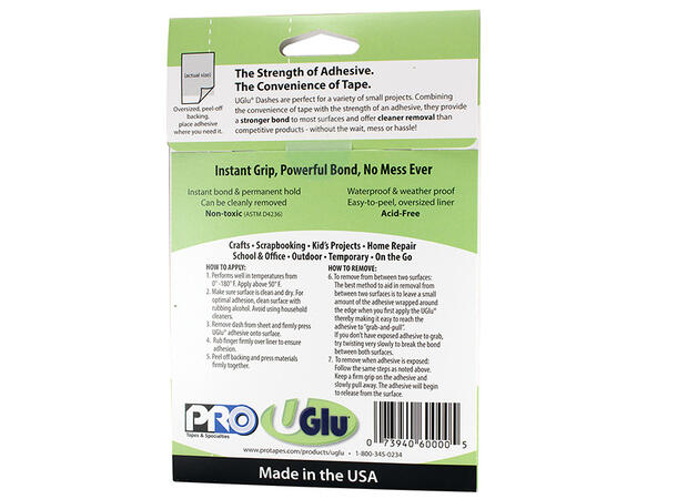 Uglu Adhesive Dashes Pakke med 160 limputer - 1/2" x 5/8"