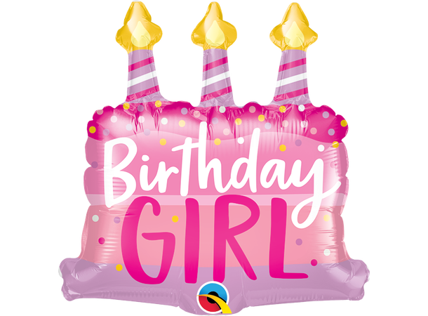 BDAY GIRL CAKE & CANDLES-u/selvlukk vent 1 Folieballong - 36cm (14")