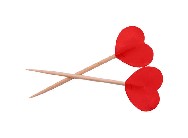Flaggpicks Røde hjerter 50 Cocktailpinner flagg - 6,5cm