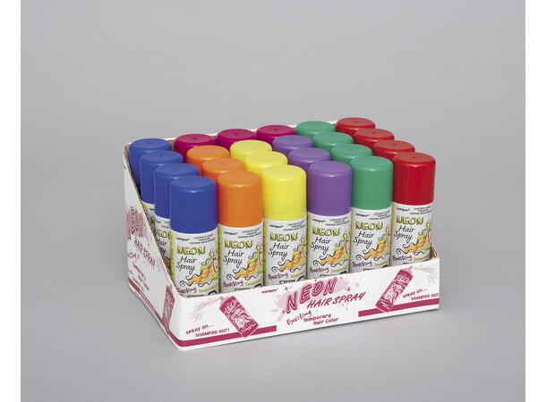 Hårspray - Neon Assortert (7 farger) 1 Hårspray - 1,3dl - i display med 24