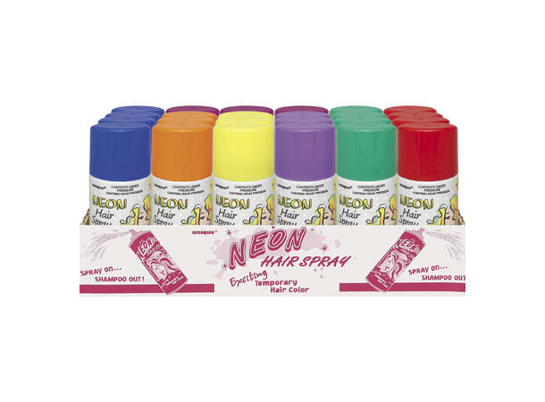 Hårspray - Neon Assortert (7 farger) 1 Hårspray - 1,3dl - i display med 24