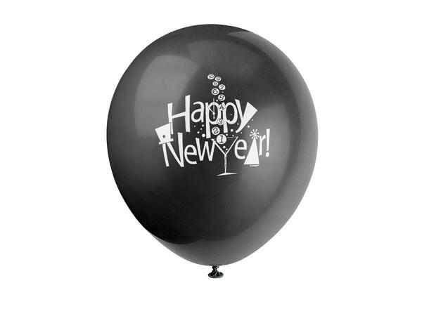 Nedtelling til Nyttår 8 Gummiballonger - 30cm (12")