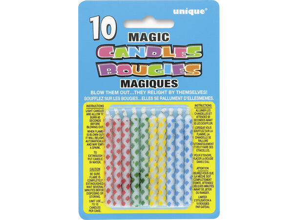 Magiske lys -Blås ut og de tenner igjen 10 Kakelys - 7,5cm - Selvtennende