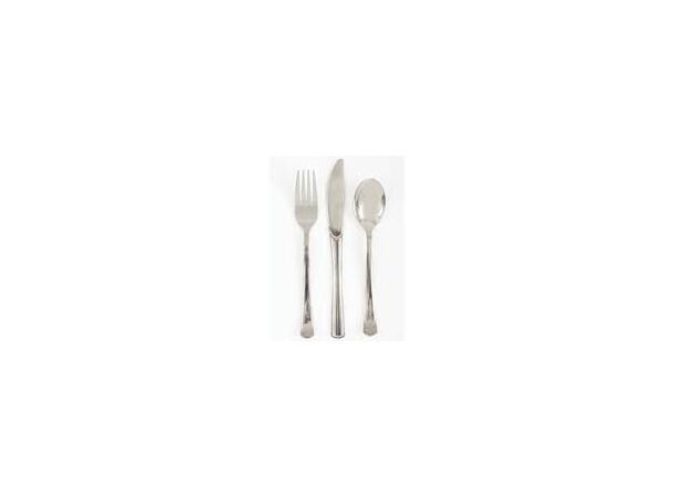 Ensfarget Sølv Metallic Plastbestikk 18 deler - 6 kuverter