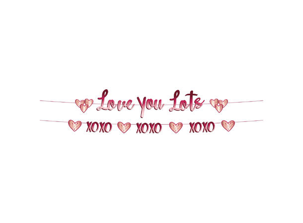 Bokstavbanner - "Love you lots" - "XOXO" 2 Bokstavbannere i papir - 2 a 150x14cm 