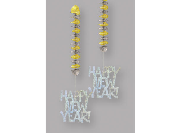 Hengende Dekorasjoner - "Happy New Year" 2 Hengedekorasjon i folie - 76cm