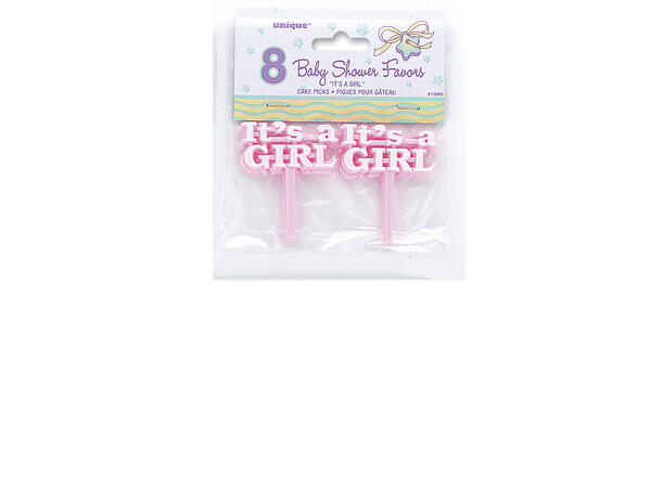 "It's a Girl" - Rosa 8 Kaketopper på pinne