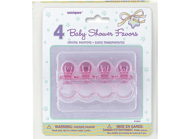 Smokker - Krystall - Rosa, 5cm 4 Plastikkleker - Dekor