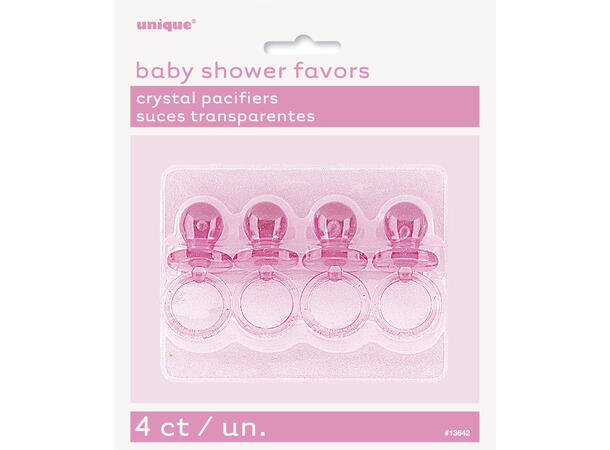 Smokker - Krystall - Rosa, 5cm 4 Plastikkleker - Dekor
