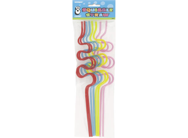 Sugerør - Forvridd Loop - 4 farger 8 Plastsugerør - ca 30cm