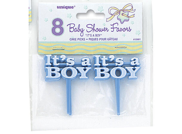 "It's A Boy" - Blå 8 Kaketopper på pinne