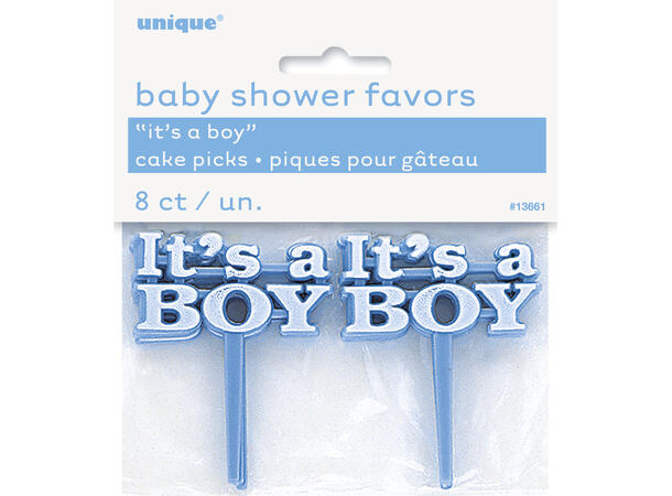 "It's A Boy" - Blå 8 Kaketopper på pinne