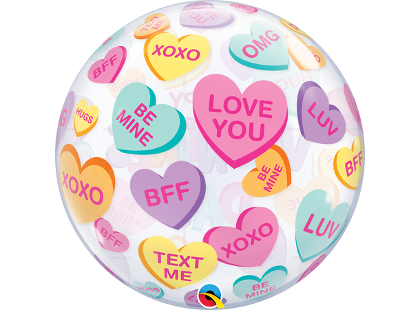 VALENTINE'S CANDY HEARTS 1 Bubbleballong - 56cm (22")