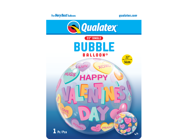 VALENTINE'S CANDY HEARTS 1 Bubbleballong - 56cm (22")