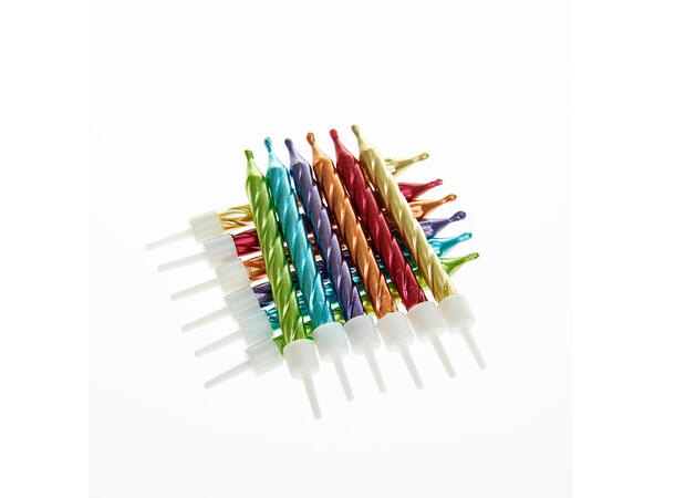 12 Metallic Kakelys Rainbow 7,5cm - Kakelys med holdere