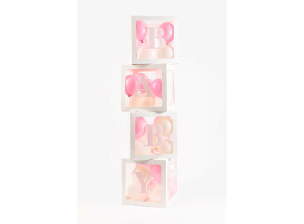 4 Ballongbokser - LOVE/BABY 1 dekorbokser m/vindu - 8 Klistremerker 