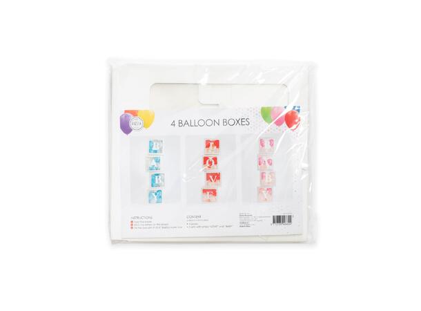 4 Ballongbokser - LOVE/BABY 1 dekorbokser m/vindu - 8 Klistremerker