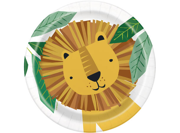 Animal Safari 8 Runde tallerkener i papp - 18cm