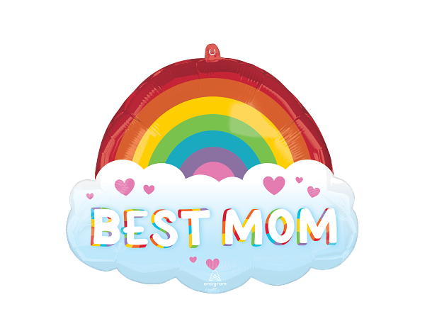 Best Mom - Brilliant Rainbow 1 Folieballong med form - 63x53cm