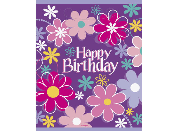 Birthday Blossom 8 Godteposer i plast - 22x18cm