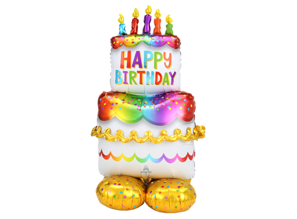 Birthday Cake 1 Folieballong for luft m/base -68x134cm