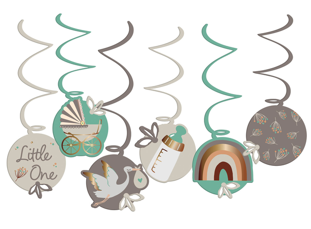 Blooming Baby 6 Hengedekorasjoner i papir 