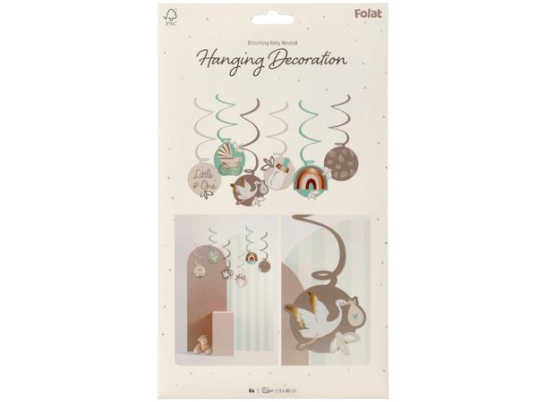 Blooming Baby 6 Hengedekorasjoner i papir 