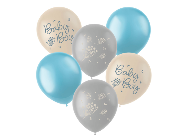 Blooming Baby Boy 6 Gummiballonger - 33cm (13") 