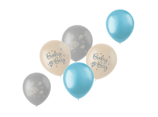 Blooming Baby Boy 6 Gummiballonger - 33cm (13") 