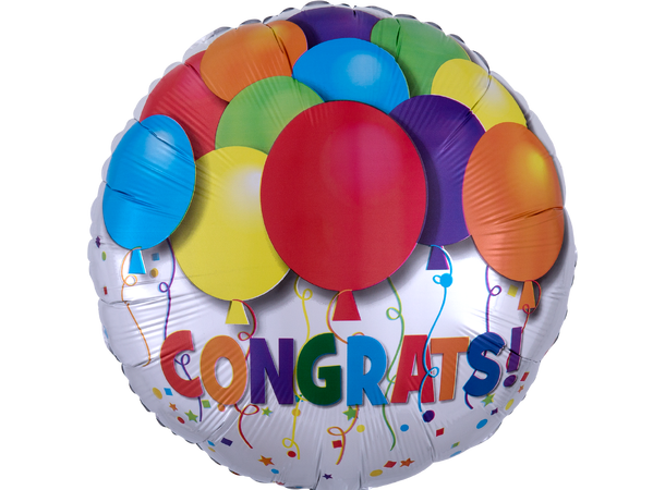 Bold Congratulations Balloons 1 Folieballong - Rund - 18" (43cm)