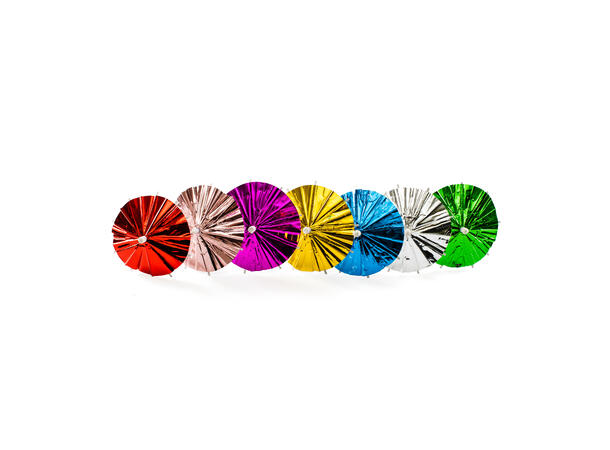 Cocktailpinner parasoll - Metallic ass. 10 Coctailpinner i tre/folie