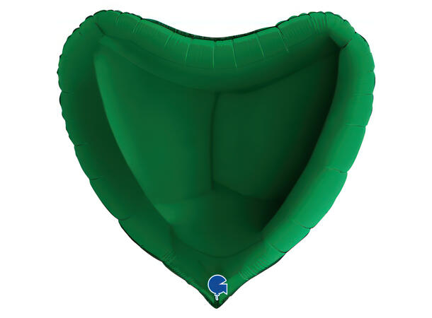 Ensfarget - Dark Green 1 Folieballong - Hjerte - 36" (91cm)