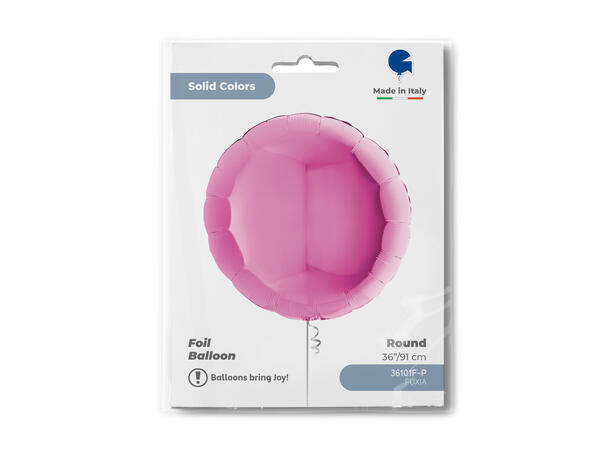 Ensfarget - Fuxia 1 Folieballong - Rund - 36" (91cm)