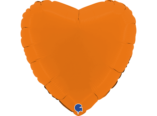Ensfarget - Matte Orange 1 Folieballong - Hjerte - 18" (43cm)