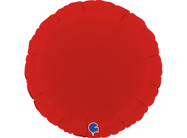 Ensfarget - Matte Red 1 Folieballong - Rund - 18" (43cm)
