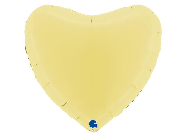 Ensfarget - Matte Yellow 1 Folieballong - Hjerte - 36" (91cm)