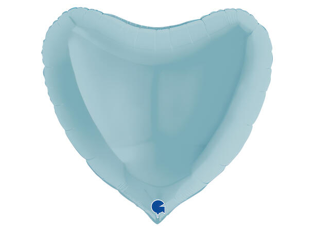 Ensfarget - Pastel Blue 1 Folieballong - Hjerte - 36" (91cm)