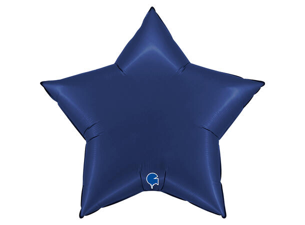 Ensfarget - Satin Blue Navy 1 Folieballong - Stjerne - 36" (91cm)