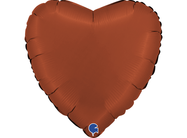 Ensfarget - Satin Brick Red 1 Folieballong - Hjerte - 18" (43cm)
