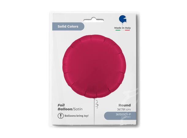 Ensfarget - Satin Cherry 1 Folieballong - Rund - 36" (91cm)