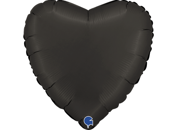 Ensfarget - Satin Fumé Black 1 Folieballong - Hjerte - 18" (43cm)