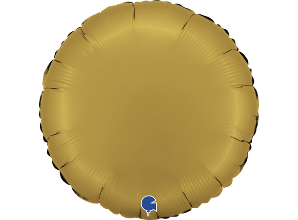 Ensfarget - Satin Gold 1 Folieballong - Rund - 18" (43cm)