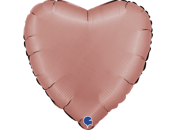 Ensfarget - Satin Rose Gold 1 Folieballong - Hjerte - 18" (43cm)