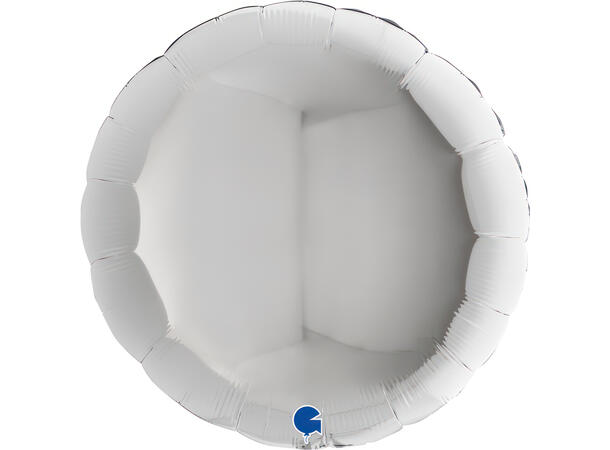 Ensfarget - Silver 1 Folieballong - Rund - 36" (91cm)