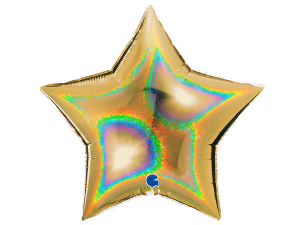 Glitter Holographic - Gold 5 1 Folieballong - Stjerne - 36" (91cm)