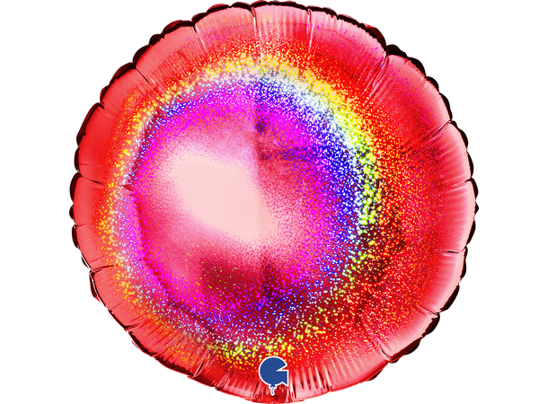Glitter Holographic - Red 1 Folieballong - Rund - 18" (43cm)