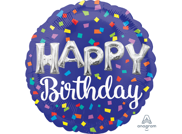 Happy Birthday - Balloon Letters 1 Folieballong - Rund - 18" (43cm)