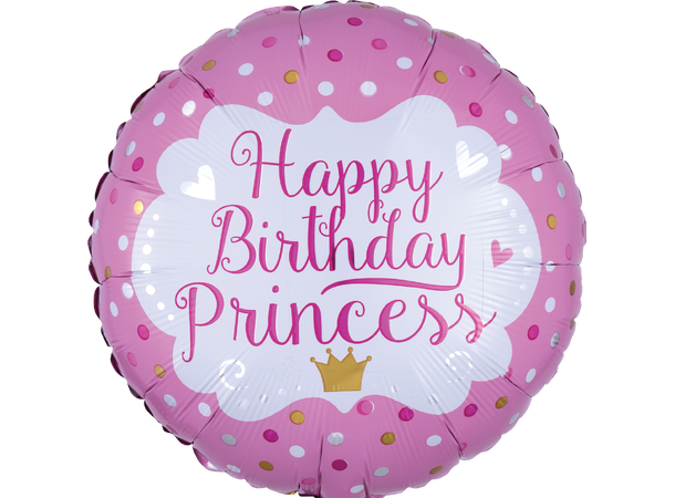 Happy Birthday Princess 1 Folieballong - Rund - 18" (43cm)