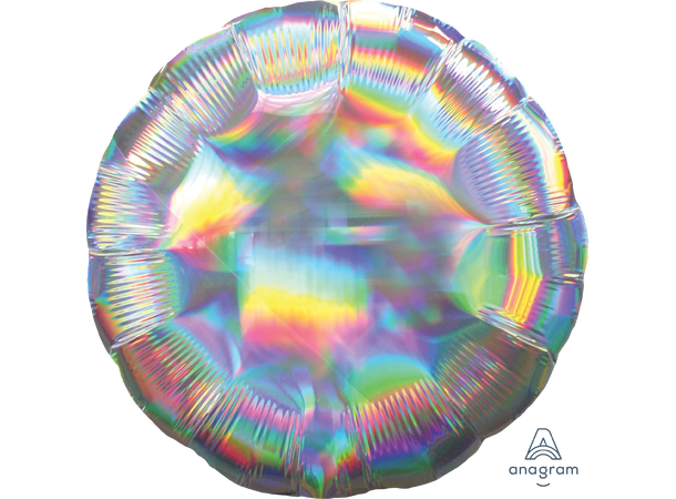 Iridescent Silver Circle 1 Folieballong - Rund - 19" (45cm)